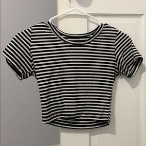 black and white striped crop top